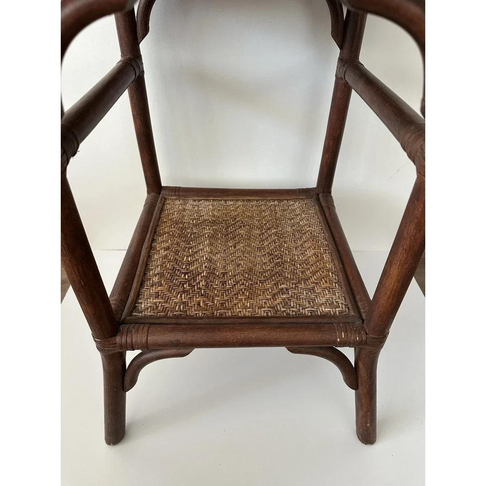 1980 bamboo & Cane Colonial Style- Bombay Company End Table W/ Shelf